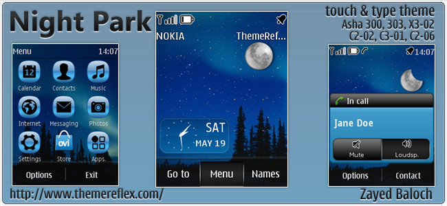 Night Park theme for Nokia Asha 303, C2-06, X3-02, touch & type